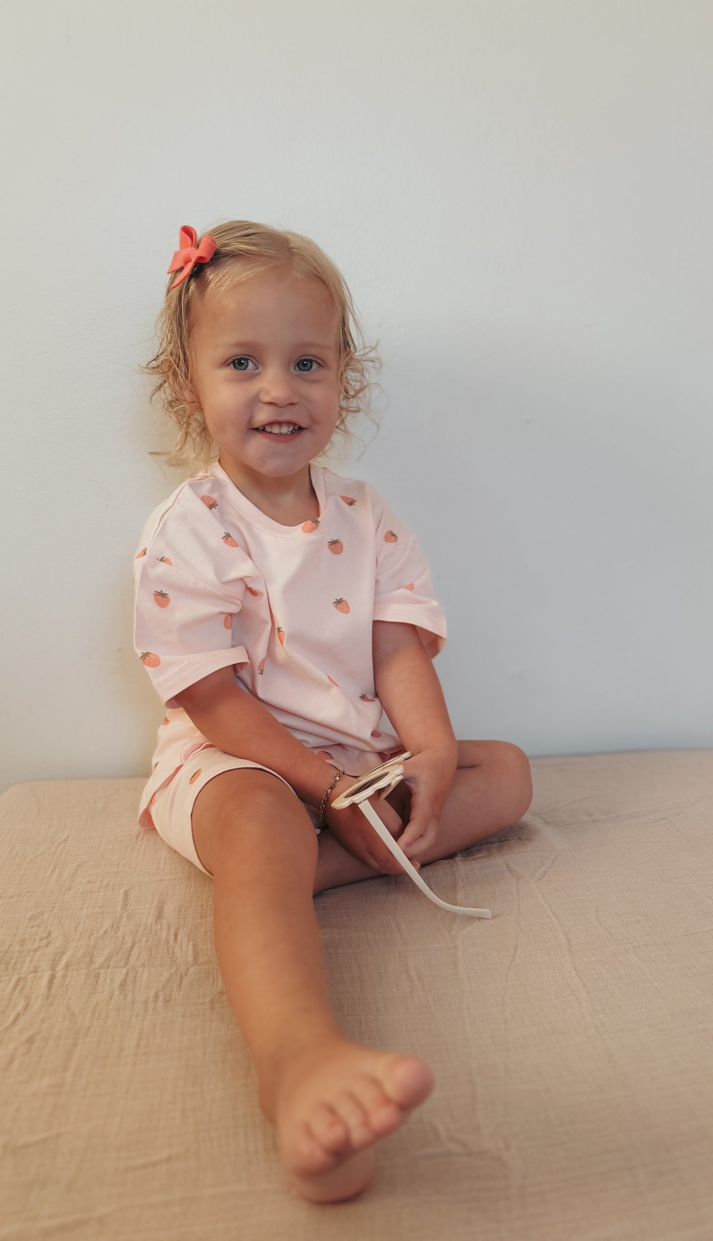 Organic Cotton Strawberry Print Shorts Set