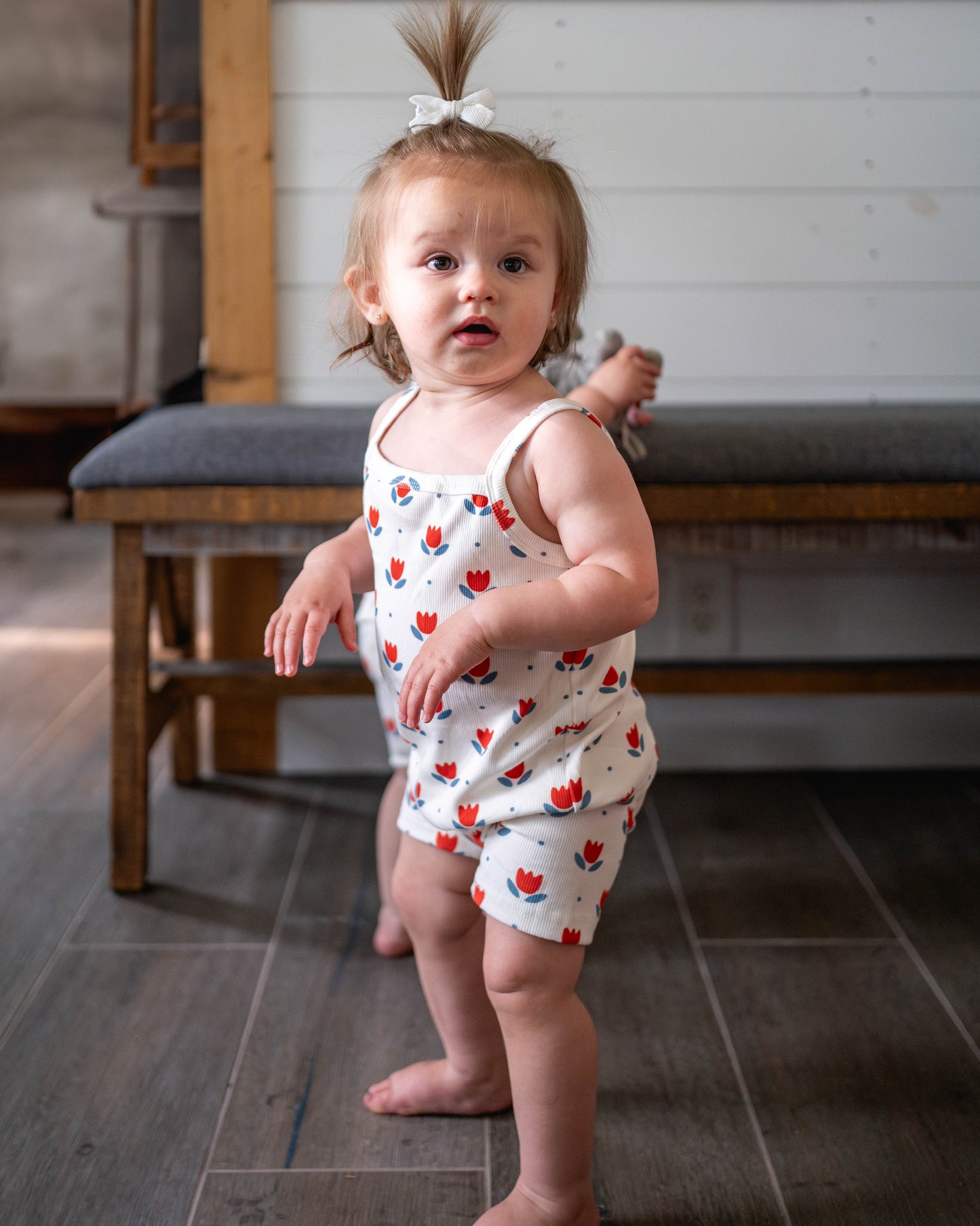 Red White & Blue Tulip Ribbed Bamboo 2pc Tank Set