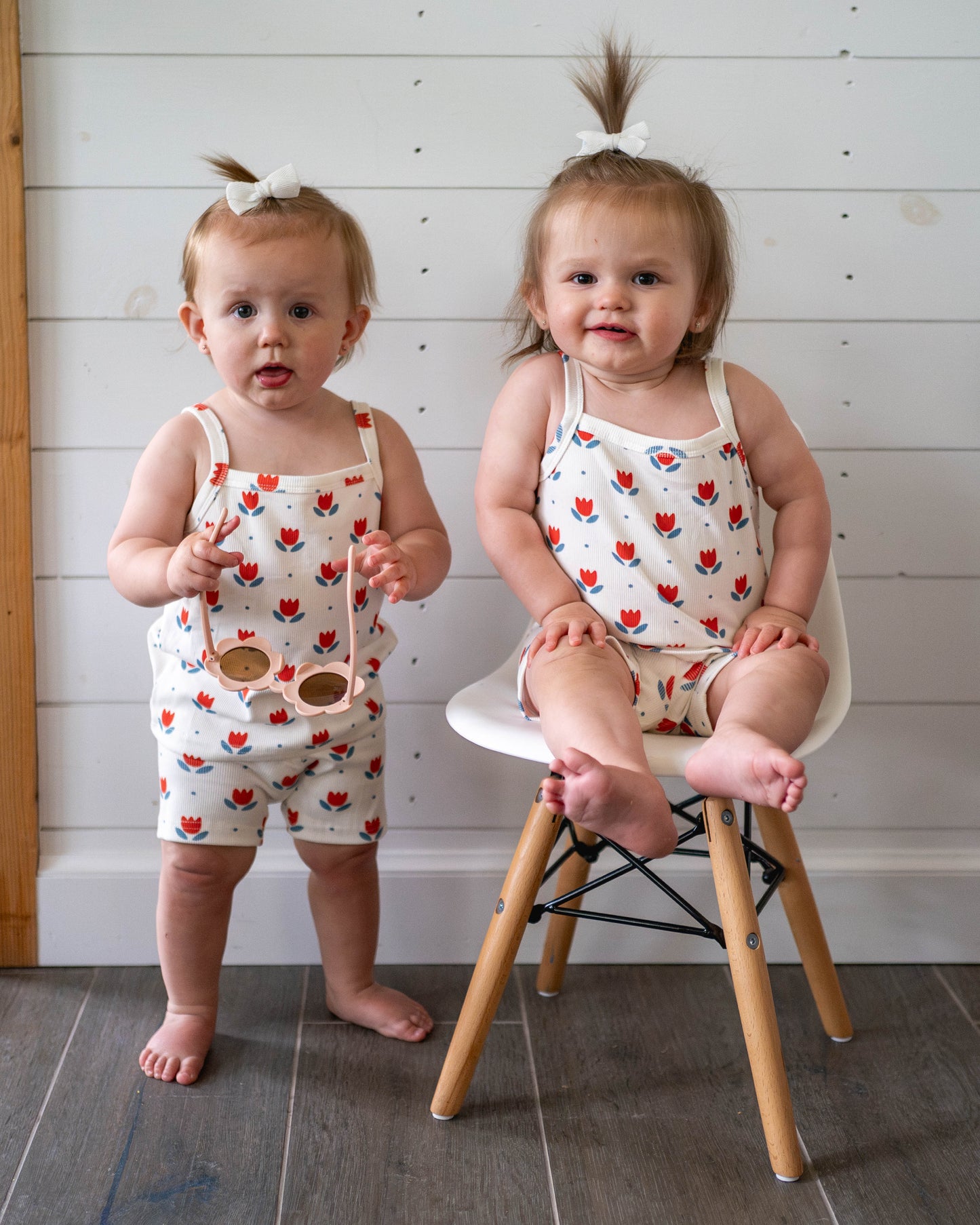 Red White & Blue Tulip Ribbed Bamboo 2pc Tank Set