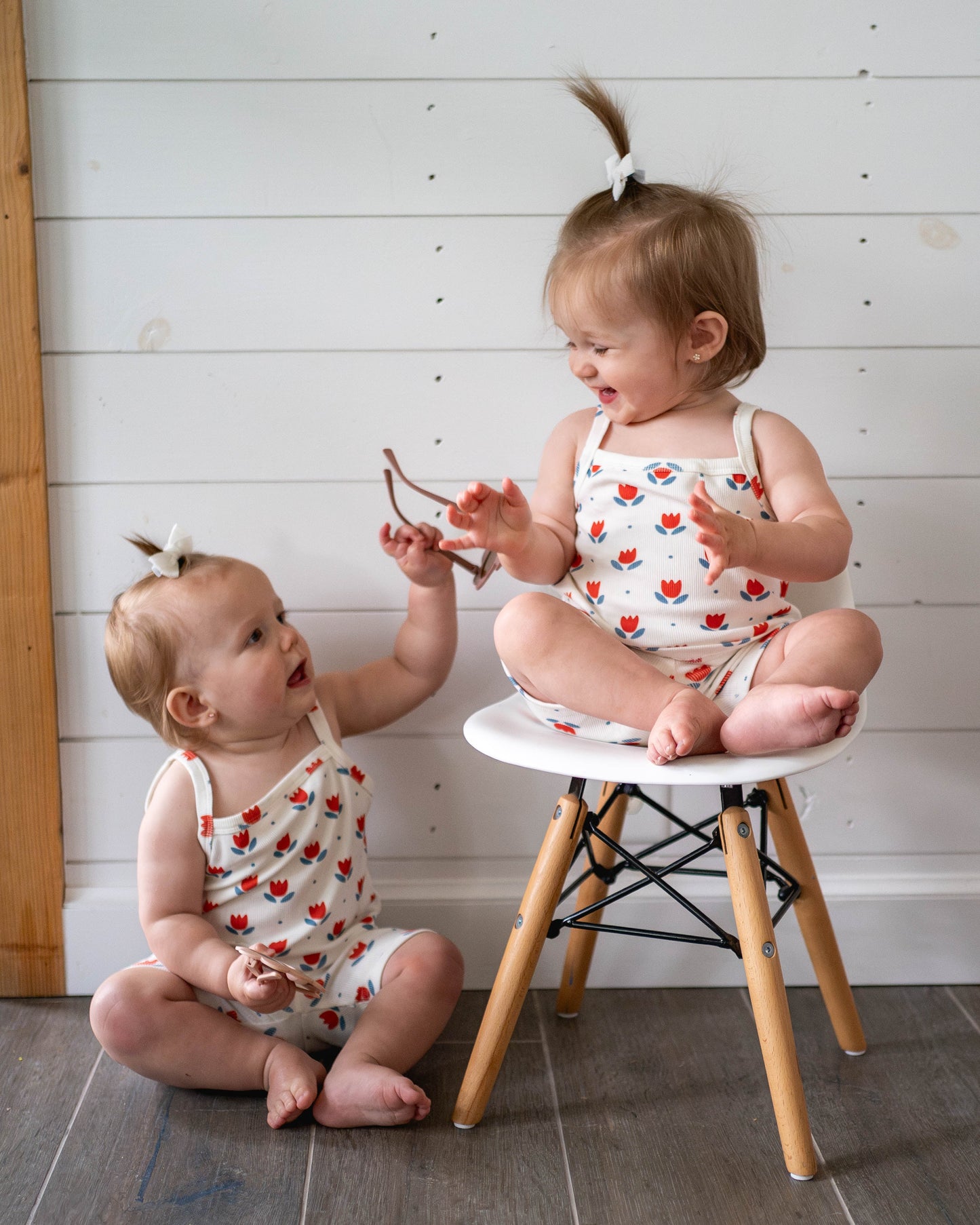 Red White & Blue Tulip Ribbed Bamboo 2pc Tank Set
