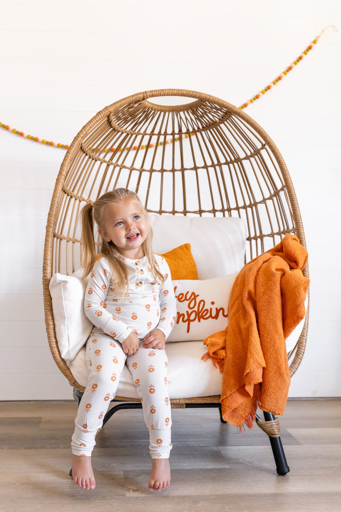 Orange Posie 2pc Bamboo Pajamas for Kids - Sizes Newborn & Up!