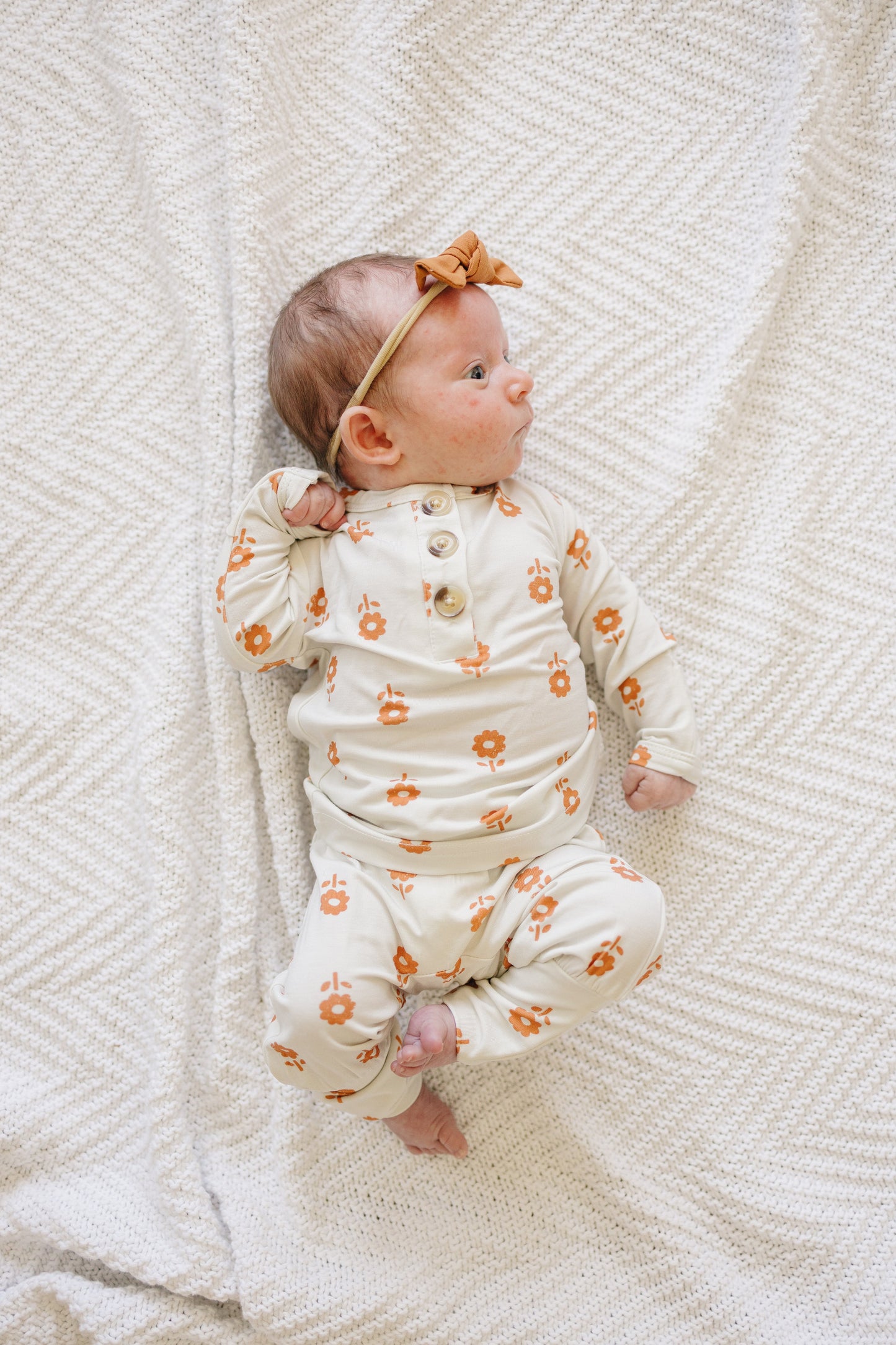 Orange Posie 2pc Bamboo Pajamas for Kids - Sizes Newborn & Up!