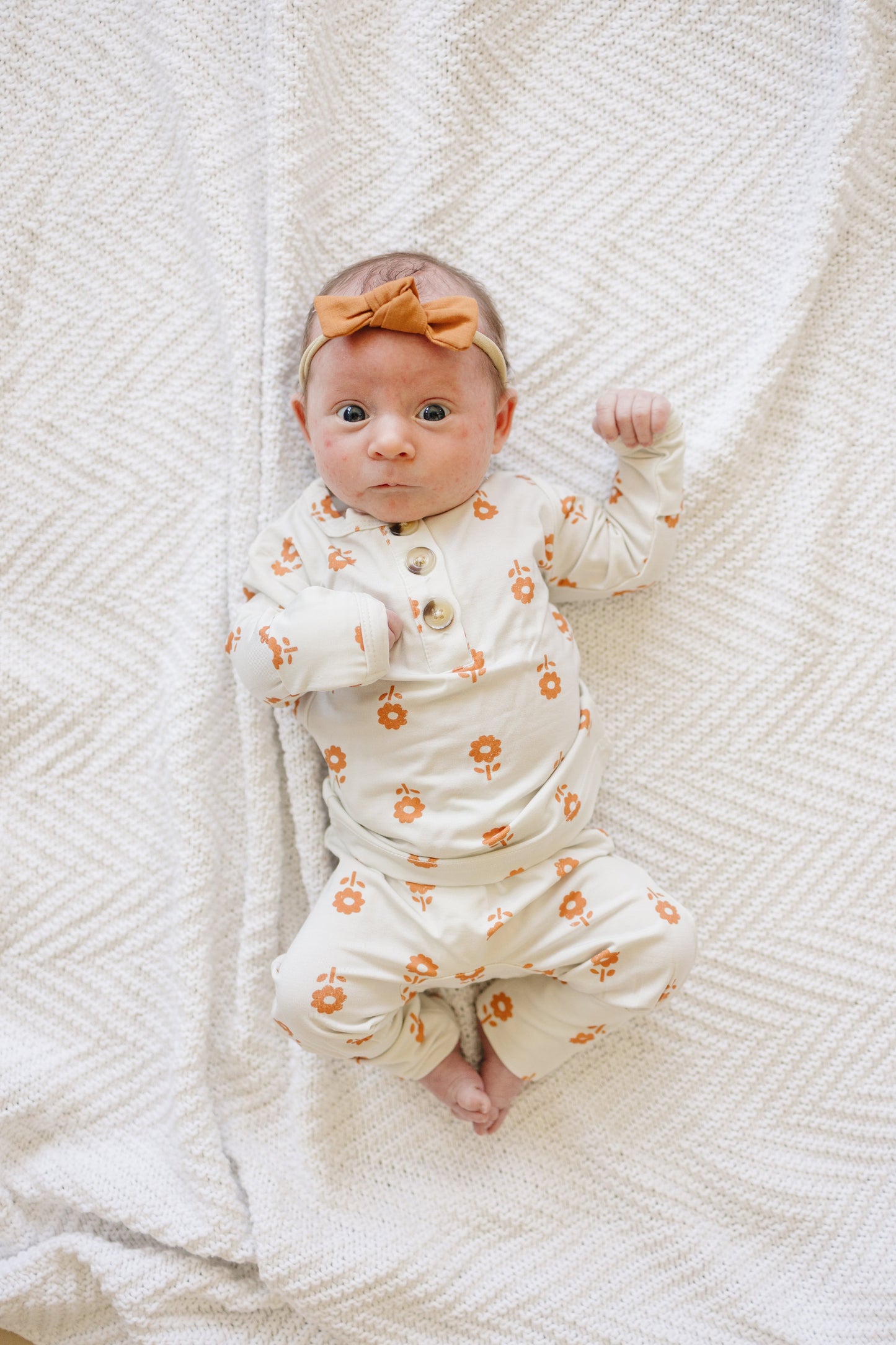 Orange Posie 2pc Bamboo Pajamas for Kids - Sizes Newborn & Up!
