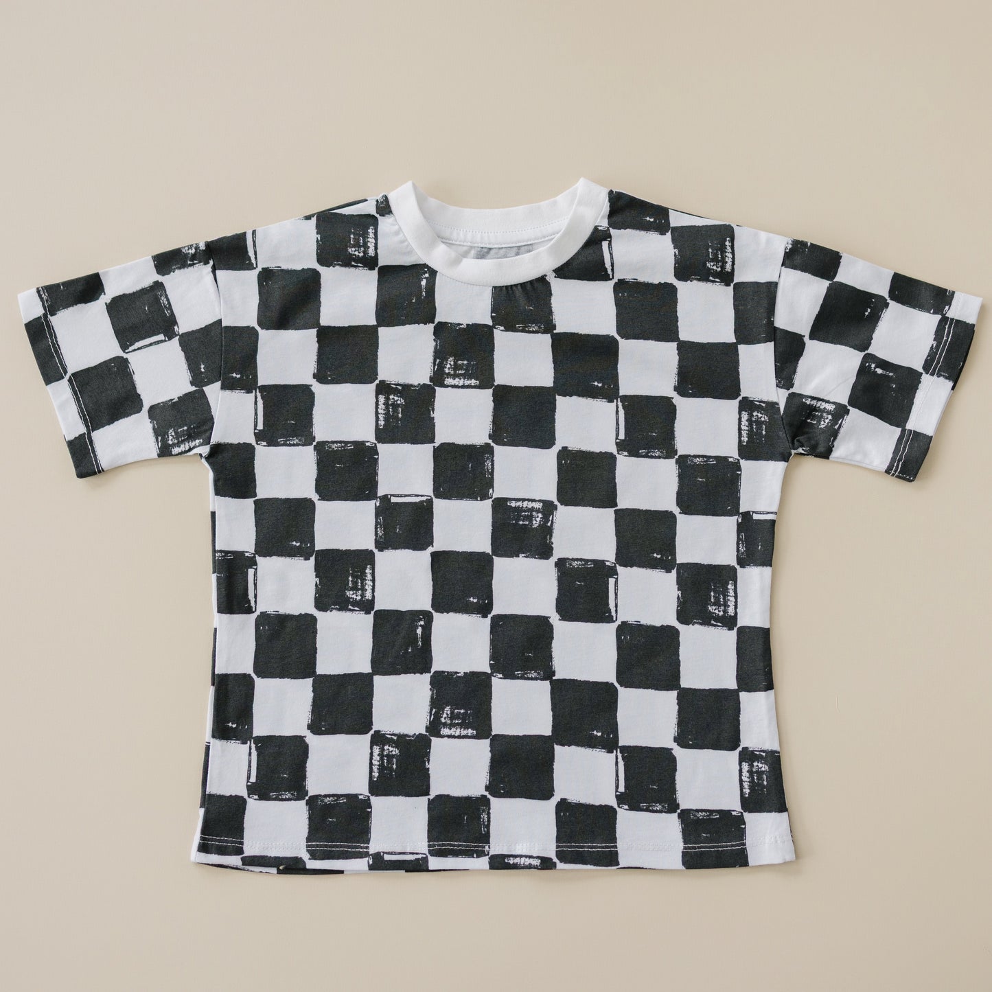 Organic Cotton Black & White Checkered Shorts Set