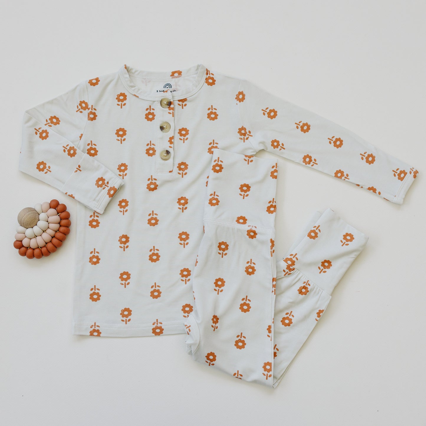 Orange Posie 2pc Bamboo Pajamas for Kids - Sizes Newborn & Up!