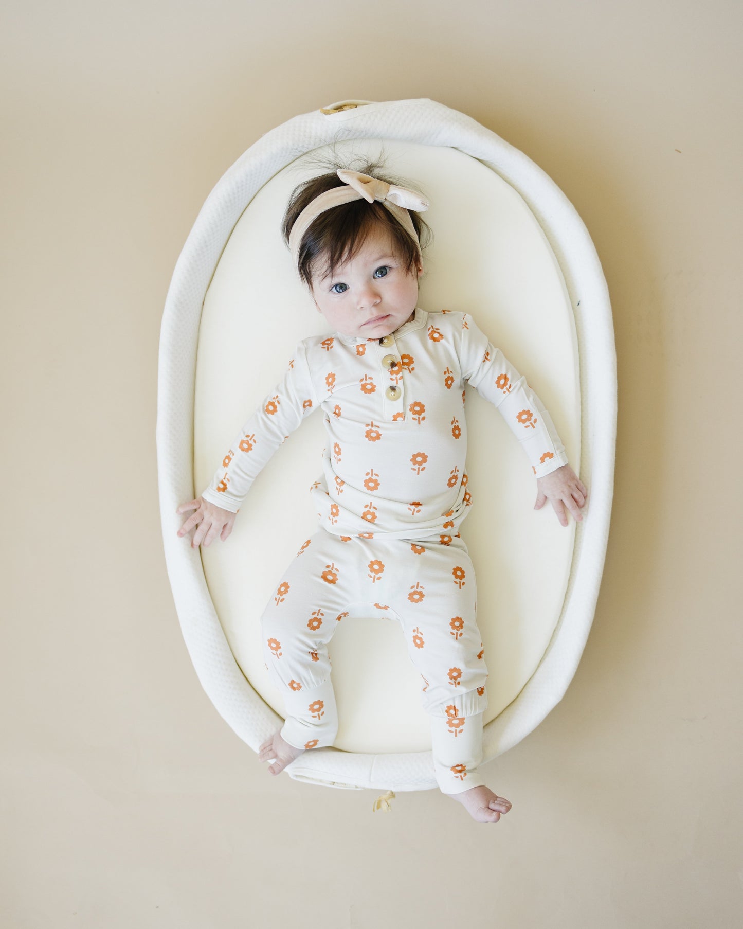 Orange Posie 2pc Bamboo Pajamas for Kids - Sizes Newborn & Up!
