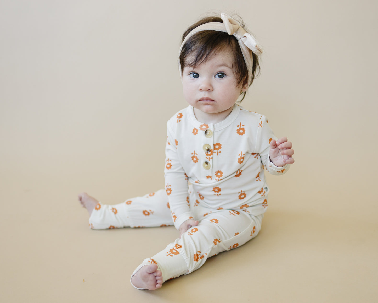 Orange Posie 2pc Bamboo Pajamas for Kids - Sizes Newborn & Up!