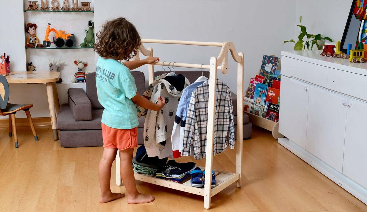 Wooden Kids Clothing Rack