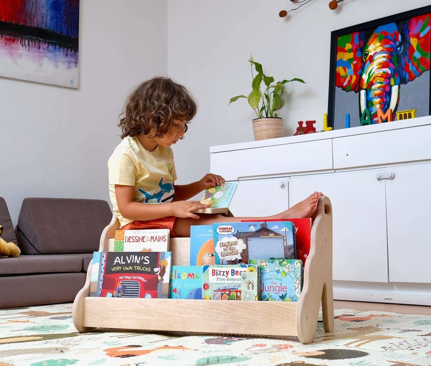 Seatable Wooden Bookshelf / Small-Medium-Large Size